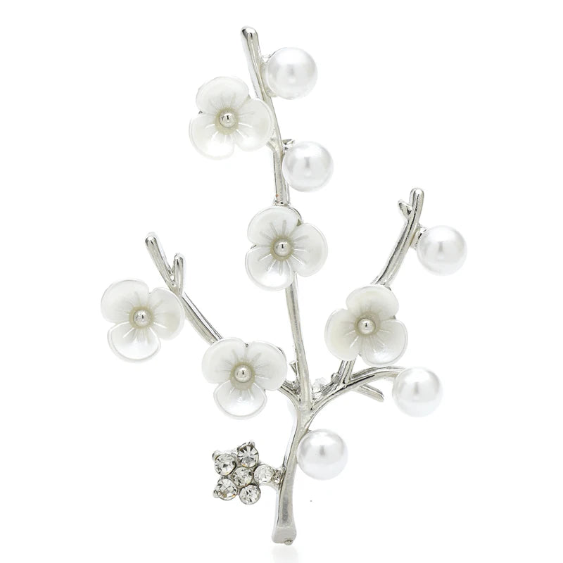 Pearl-Look Blossom Branch Brooch