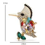 Crested Bird with Colorful Faceted Accents Brooch dimensions and weight