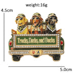 Three Dogs in a Pickup Truck Brooch