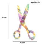 Acrylic Rainbow Scissors Brooch — dimensions