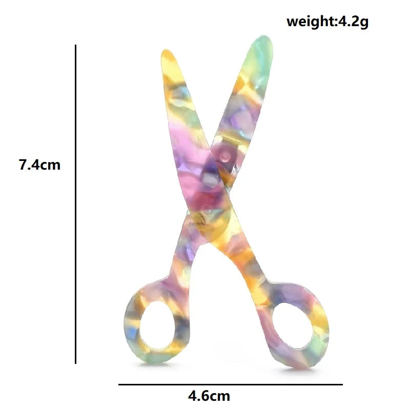 Acrylic Rainbow Scissors Brooch — dimensions