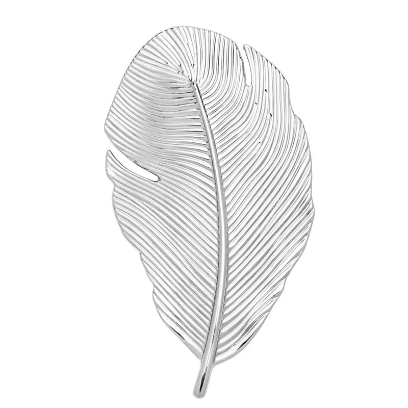 Finely Ribbed Feather Silhouette Brooch original white background product photo