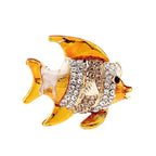 Golden Yellow Enamel Fish with Rhinestones Brooch — Golden Yellow Fish