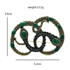 Intertwined Rhinestone Snakes Brooch — dimensions