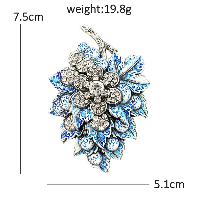Vintage Currant Berry and Flower Brooch