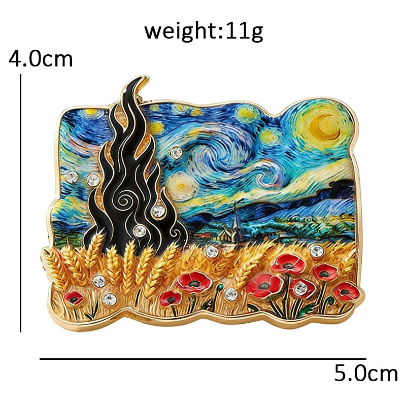 Painting Gallery Floral and Landscape Motif Brooch