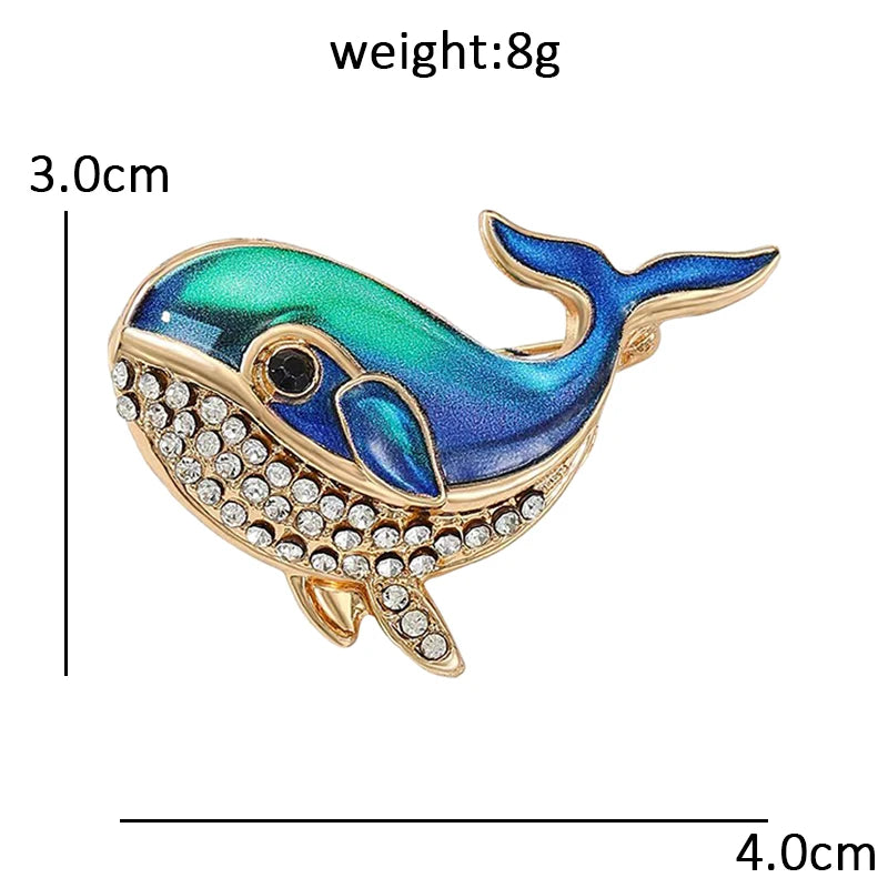 Blue Whale with Sparkling Belly Brooch