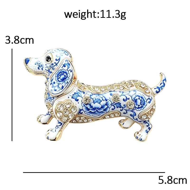 Floral Patterned Dachshund Brooch