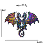 Enamel Twin Dragons with Patterned Wings Brooch — dimensions