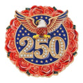 America 250 Eagle and Rose Medallion Brooch