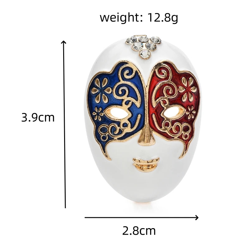 Jeweled Enamel Face Mask Brooch — dimensions