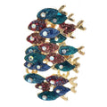 Blue and Purple Jeweled Fish School Brooch — Blue & Purple Fish