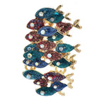 Blue and Purple Jeweled Fish School Brooch — Blue & Purple Fish