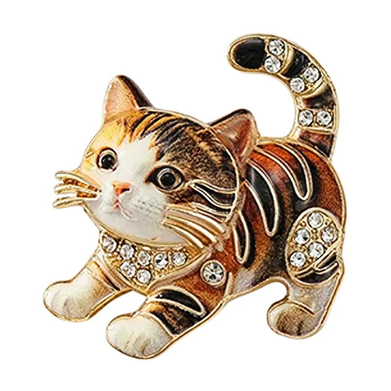 Playful Crouching Kitten Brooch original white background product photo