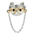 Cat with Glasses Chain Brooch