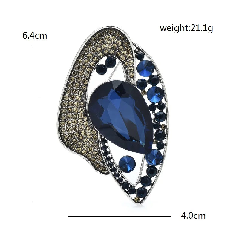 Geometric Teardrop with Faceted Center Brooch — dimensions