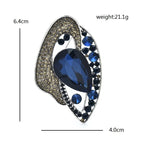 Geometric Teardrop with Faceted Center Brooch — dimensions