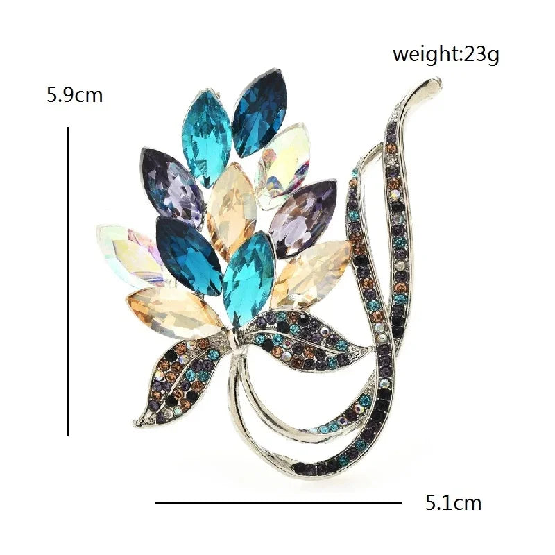Enamel Botanical and Animal Motif Brooch
