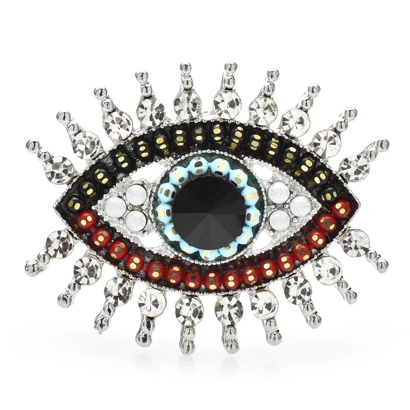 Jeweled Radiant Eye Brooch