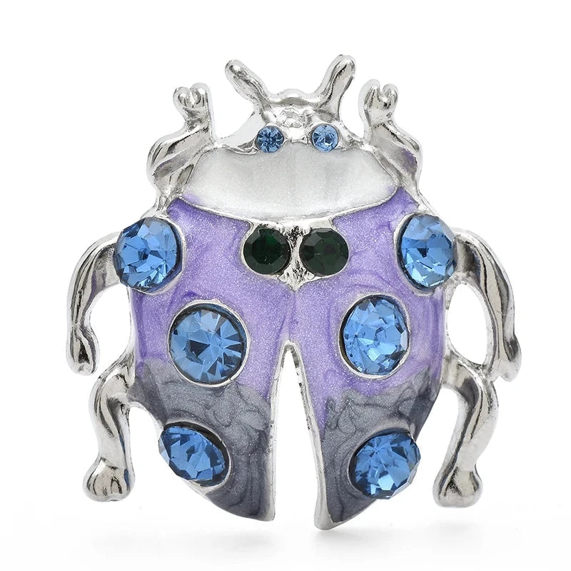 Lavender Enamel Ladybug with Blue Stones Brooch — Lavender Ladybug