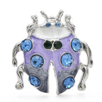 Lavender Enamel Ladybug with Blue Stones Brooch — Lavender Ladybug
