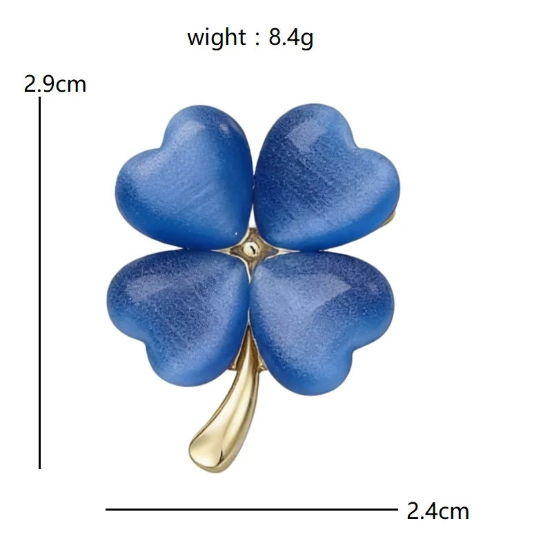 Jeweled Floral and Clover Motif Brooch