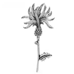 Vintage-Style Sculpted Thistle Flower Brooch — Silver