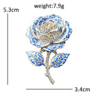 Patterned Rose Stem Sparkle Brooch