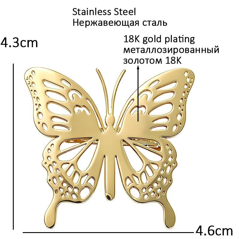Minimal Openwork Butterfly Silhouette Brooch