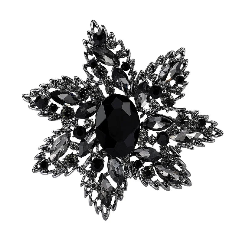 Large Layered Jeweled Star Flower Brooch