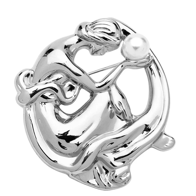 Graceful Figure with Pearlescent Accent Brooch original white background product photo