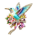 Hummingbird with Floral Bow Brooch original white background product photo