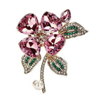 Faceted Flower with Pearl-Look Drop Brooch original white background product photo