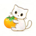 Little Cat Holding a Persimmon Brooch original white background product photo