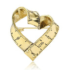 Measuring Tape Heart Brooch — Gold