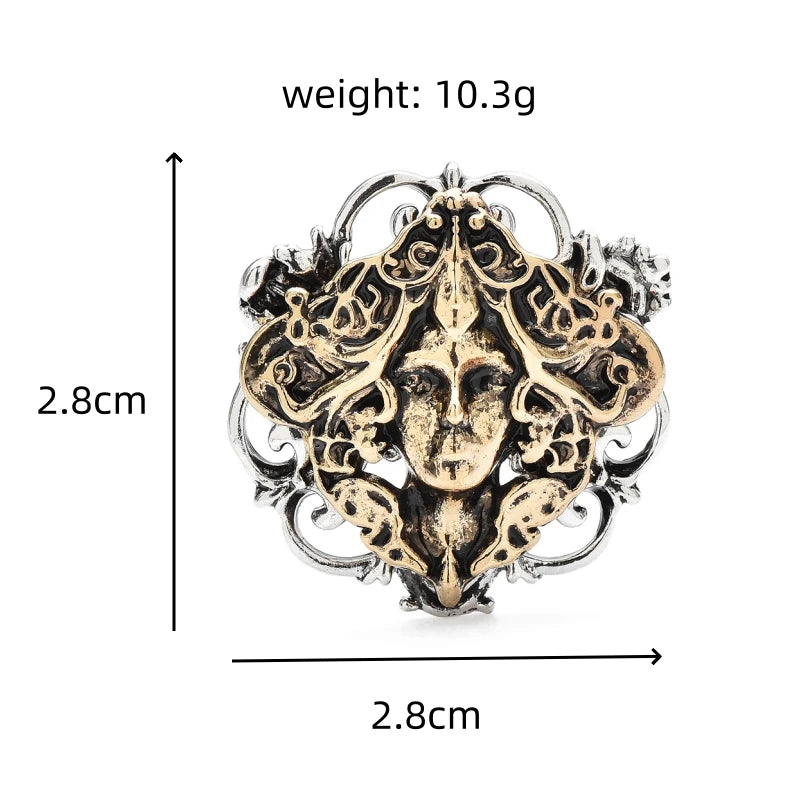 Layered Medusa with Snakes Brooch — dimensions
