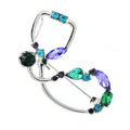 Jeweled Stethoscope with Colorful Stone Accents Brooch — Silver