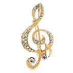 Rhinestone Treble Clef Brooch
