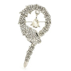 Coiled Rhinestone Snake Brooch — Silver