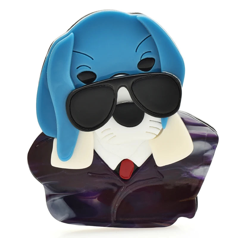 Dog with Sunglasses Acrylic Brooch