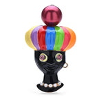 Rainbow Turban Portrait Brooch — Multicolor
