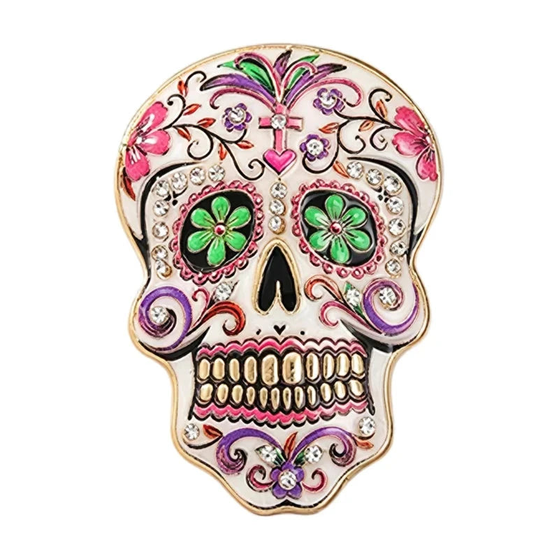 Floral Sugar Skull Sparkle Brooch original white background product photo