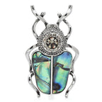 Natural Shell Beetle with Jeweled Head Brooch