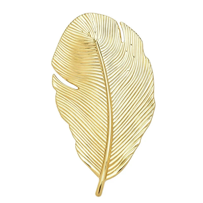 Finely Ribbed Feather Silhouette Brooch original white background product photo