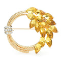 Jeweled Wheat Circle Brooch