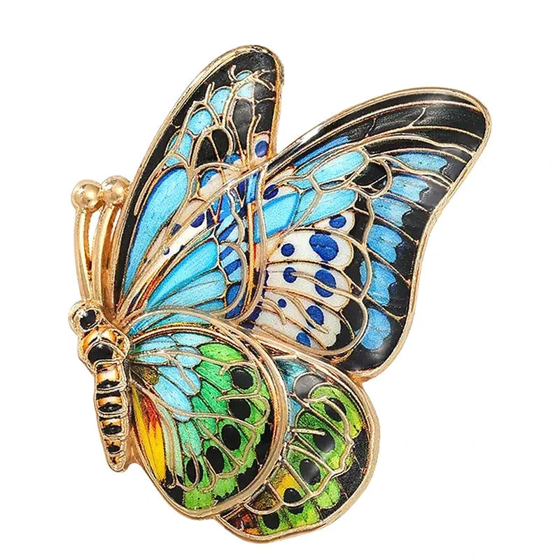 Patterned Butterfly with Folded Wings Brooch original white background product photo