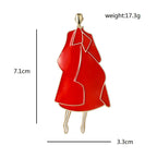 Modern Woman in Enamel Coat Brooch — dimensions