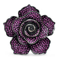 Spiral Rhinestone Rose Brooch — Purple