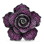 Spiral Rhinestone Rose Brooch — Purple
