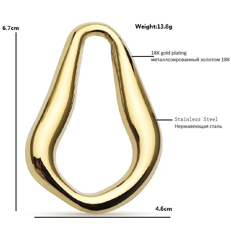 Sculptural Teardrop Stainless Steel Brooch — dimensions
